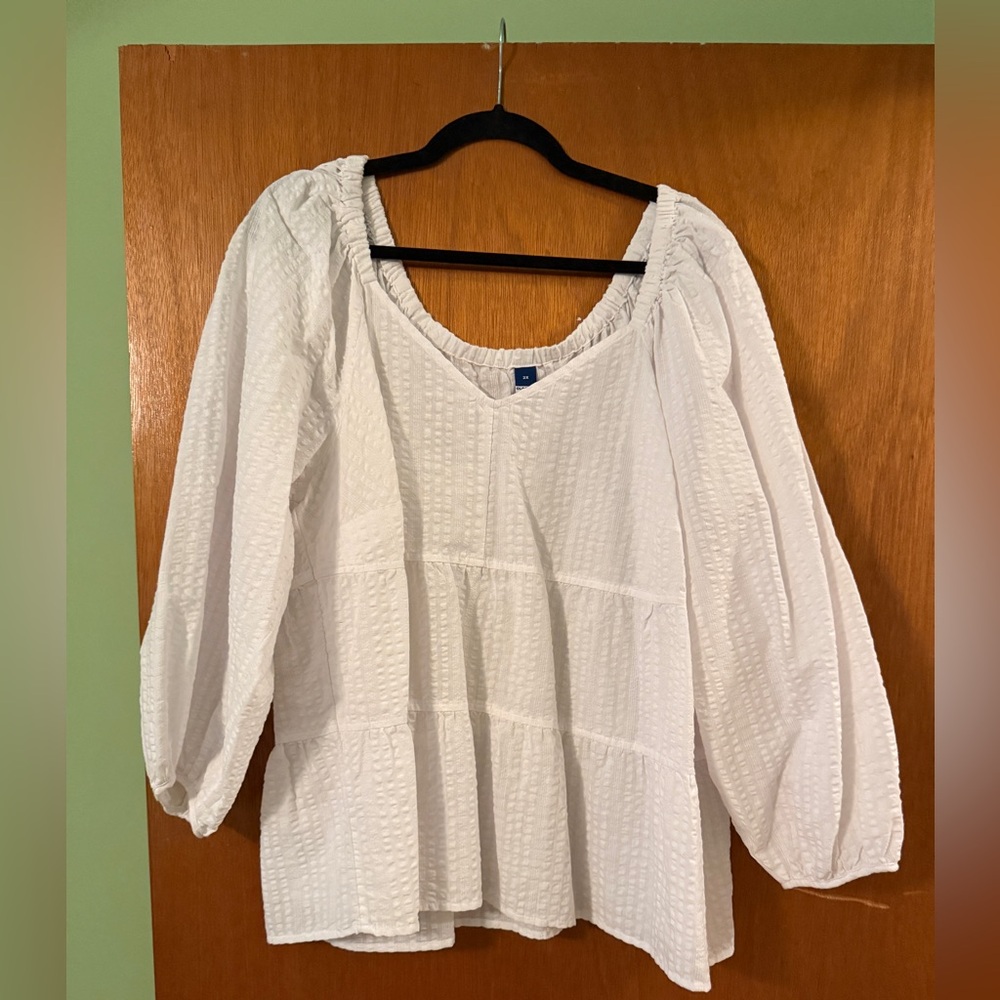Old Navy White Textured Blouse